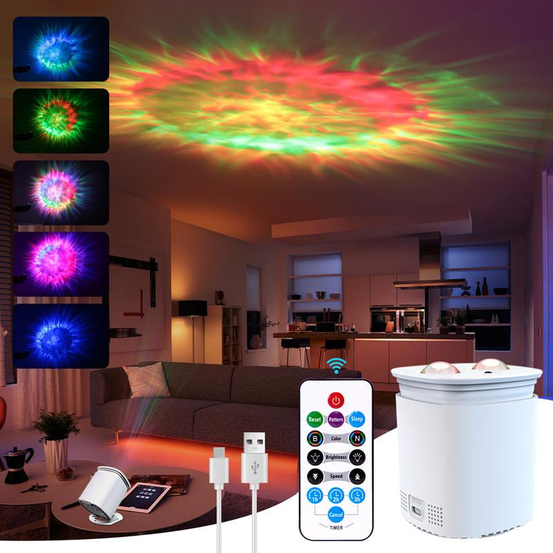 Nexillumi-2025 New USB LED Projector Light, Modern Moire Pattern & Sunset Design, Adjustable Atmosphere Lighting with Remote Control, Button Battery Operated, Ideal for Various Room Types - No Laser, Plastic Shade, Sunset Ambiance Lighting