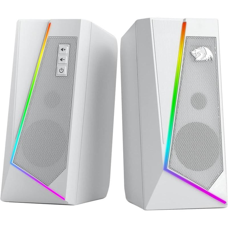 Redragon GS520 RGB Desktop Speakers, 2.0 Channel PC Computer Stereo Speaker with 6 Colorful LED Modes, Enhanced Sound and Easy-Access Volume Control, USB Powered W/ 3.5Mm Cable