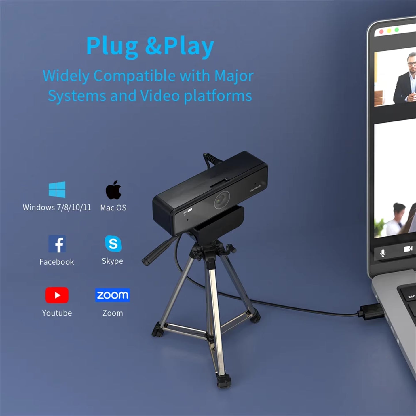 V11 2K Webcam with Dual Microphone 1080P 60Fps 1440P 30Fps FHD Computer Mini Web Camera USB for PC Laptop