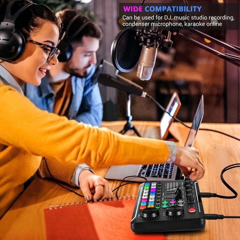 Facmogu Podcast Equipment Bundle, F998 Live Sound Card with BM800 Recording Studio Microphone, Professional Live Sound Card W/Dj Mixer Effects & Voice Changer for Live Streaming Gaming Youtube Tiktok