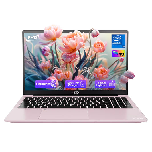 2025 Newest , 15.6-Inch FHD Display  with Intel Quad Core-12Th N100(Up to 3.4Ghz), 16GB RAM 1TB ROM Business  Computer, Fingerprint, Type C, Windows 11 Home, Pink