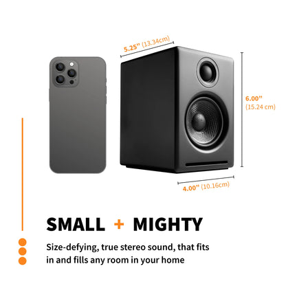 A2 24 Bit Hires Desktop Speakers with Bluetooth - Pair (Black)