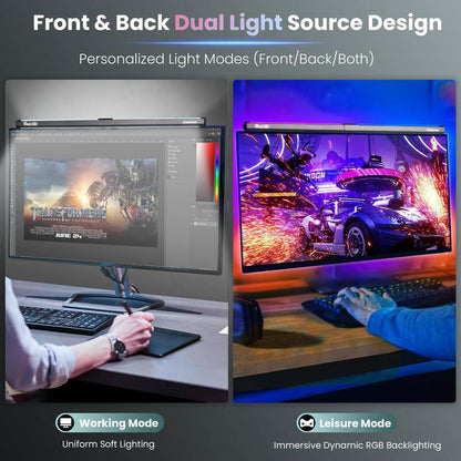 Quntis Computer Monitor Light RGB PRO Backlight Light Bar Gaming Office Desk Screenlinear Lamp, Led Bar MC211 (19.7Inch) Adjustable Brightness Dimmable Lighting