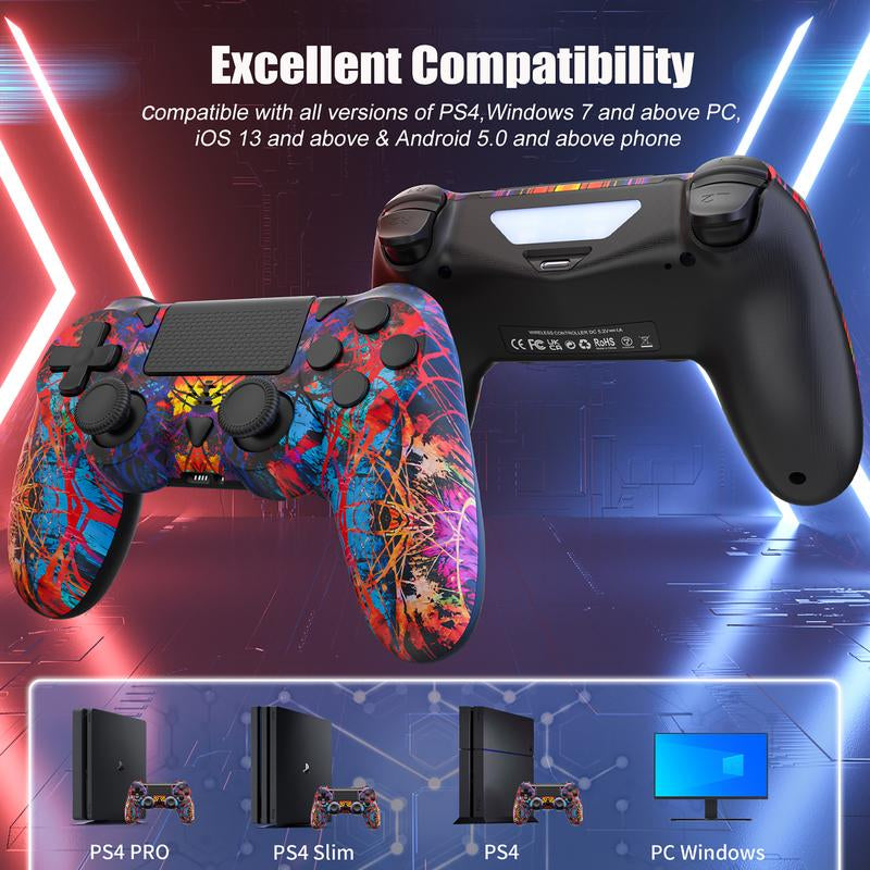 Christmas Variety Pack Wireless PS4 Controller with Turbo Function Compatible with Playstation 4/PS4 Slim/Ps4 Pro/Pc Windows Accessories Android PS4 Six-Axis Sensor Dual Vibration Motors 1000Mah Battery - Gaming Set