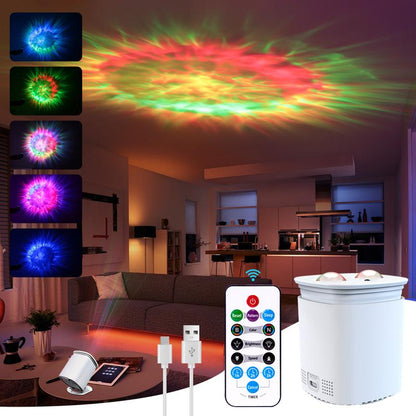 Nexillumi-2025 New USB LED Projector Light, Modern Moire Pattern & Sunset Design, Adjustable Atmosphere Lighting with Remote Control, Button Battery Operated, Ideal for Various Room Types - No Laser, Plastic Shade, Sunset Ambiance Lighting
