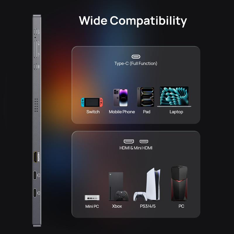 ARZOPA Portable Gaming Monitor 16.1" 100%Srgb Full HD Portable Monitor IPS Office Computer External Screen USB C HDMI Display for PC MAC Laptop Phone Xbox PS5 Switch with Adjustable Built-In Kickstand Travel Monitor Gamingonthego