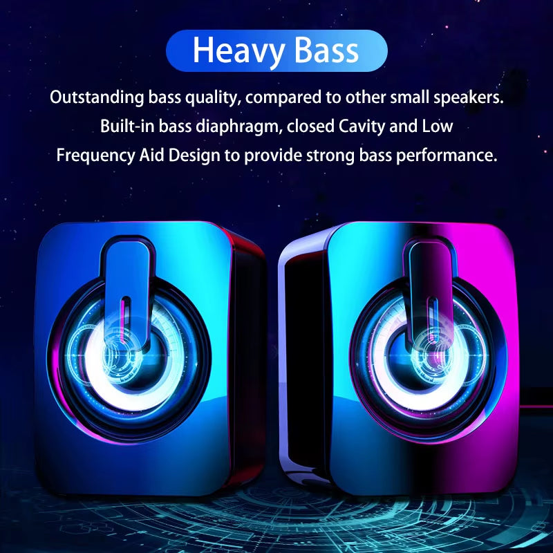 Computer Speakers PC Sound Box HIFI Stereo Microphone USB Wired Caixa De Som with LED Light for Desktop Computer
