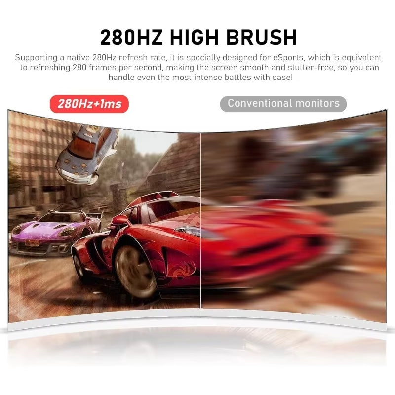 27 Inch PC Computer Screen,1800R Curved Gaming 280Hz Monitors, FHD 1080P 1Ms, Freesync, 98% Srgb,178 ° Angle View Hdmi2.0、Displa