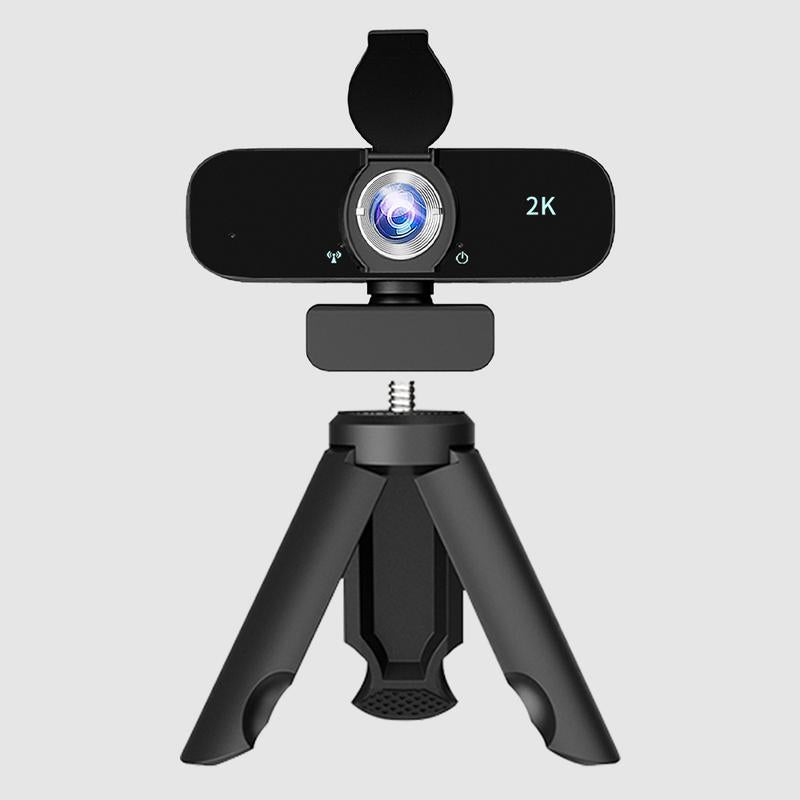HD 2K Webcam for Computer/Laptop/Desktop/Pc, External Camera Web Cam with Microphone, USB Plug&Play, Auto Low Light Correction, Privacy Cover, Tripod, Wide Angle for Meeting/Online Video/Zoom