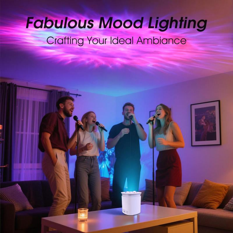 Nexillumi-2025 New USB LED Projector Light, Modern Moire Pattern & Sunset Design, Adjustable Atmosphere Lighting with Remote Control, Button Battery Operated, Ideal for Various Room Types - No Laser, Plastic Shade, Sunset Ambiance Lighting