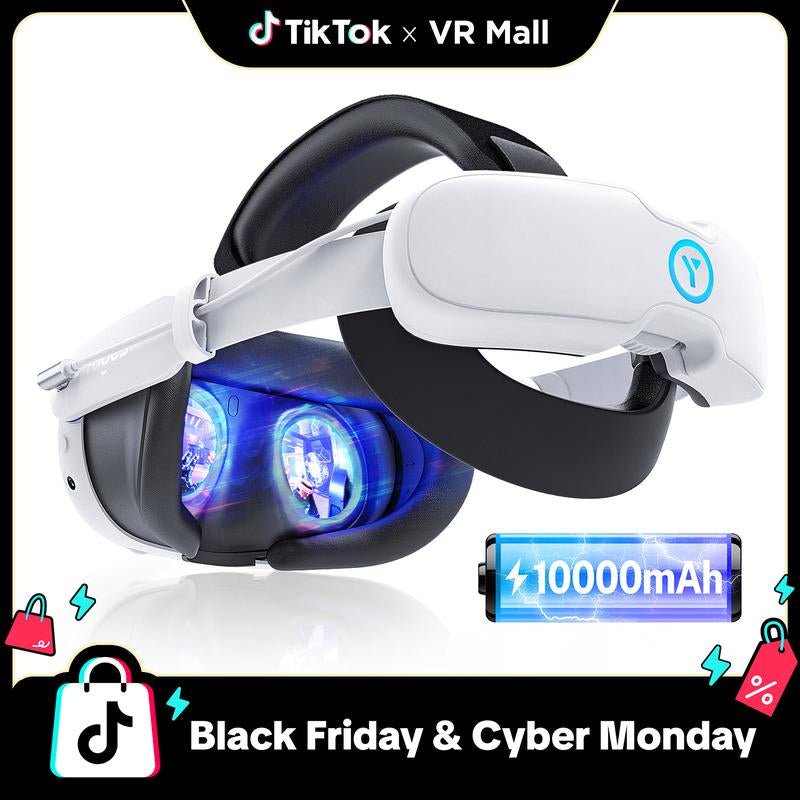 YOGES VR 10000Mah Quest 3S/Quest 3 Battery Head Strap Rechargable, Enhanced Comfort and Top-Fit Adjustment for Meta Quest 3 Accessories