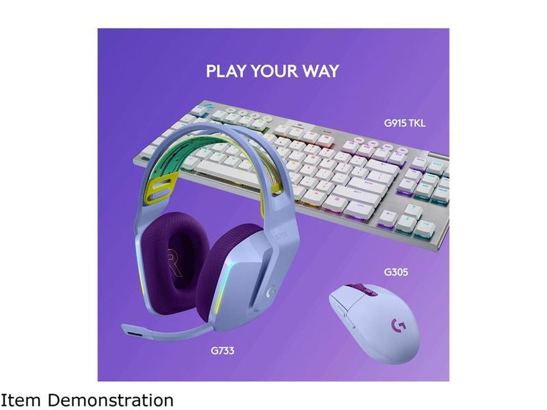 Logitech G733 LIGHTSPEED Wireless Gaming Headset with Suspension Headband, LIGHTSYNC RGB, Blue VO!CE Mic Technology and PRO-G Audio Drivers - Lilac