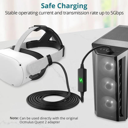 EKLEVOR 18W Link VR Cable 16FT Compatible with Oculus Quest 2 Port USB 3.0 to USB C Transmission Rate 5Gbps for 120HZ Pc/Steam VR Video Games Accessories Wearable