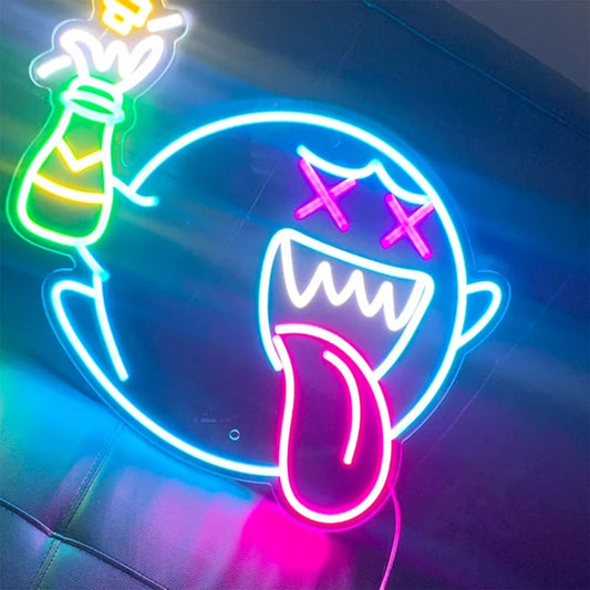 Anime Neon Sign Creative Custom Lighting Gengar Game Room Light for Game Room Bedroom Wall Decor Demon Halloween Ghost Neon Ligh