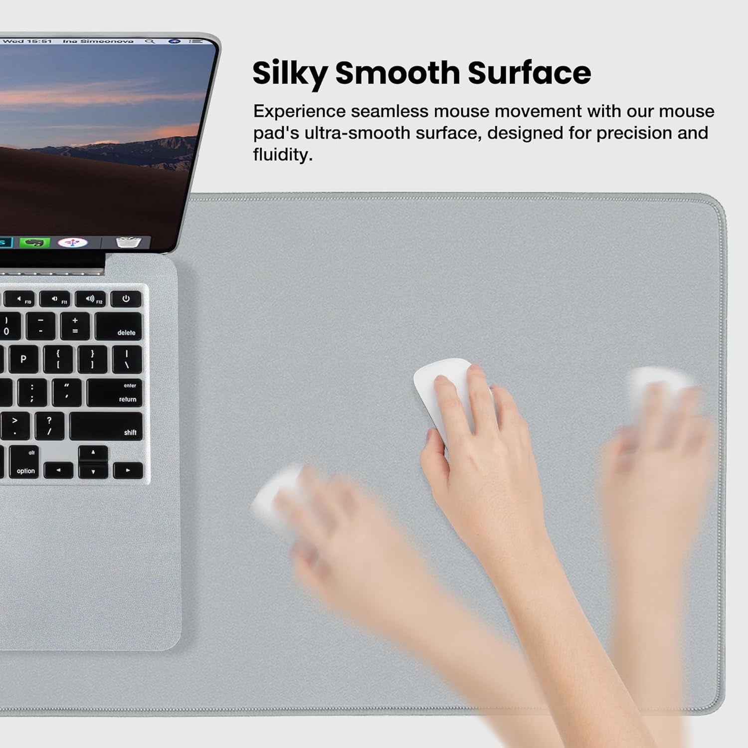 Waterproof Large Gaming Mouse Pad with Durable Stitched Edges，Non-Slip Rubber Base, Mouse Mat Desk Pad for Home Office Gaming, 35.4”X15.7”X0.12”, Gray