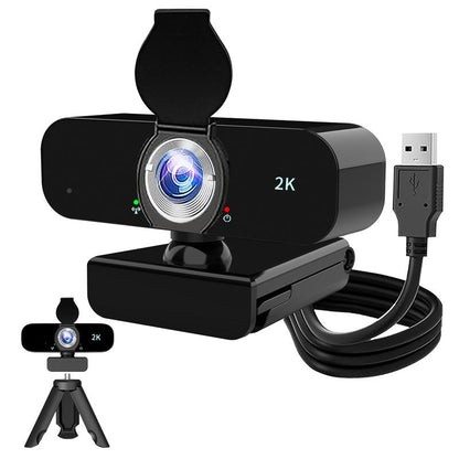 HD 2K Webcam for Computer/Laptop/Desktop/Pc, External Camera Web Cam with Microphone, USB Plug&Play, Auto Low Light Correction, Privacy Cover, Tripod, Wide Angle for Meeting/Online Video/Zoom