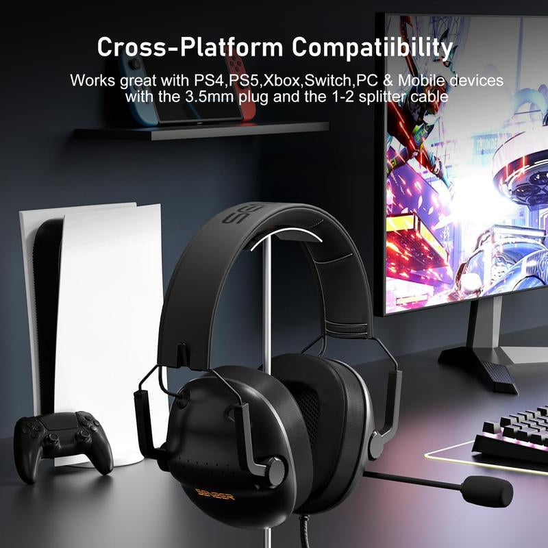 SENZER SG500 Wired Pro Gaming Headset - Wired Gaming Headsets - PC Headsets - Folding Headset for PC, PS4, PS5, Xbox One and Switch Audio Earphones Headphones Electronic Earbud