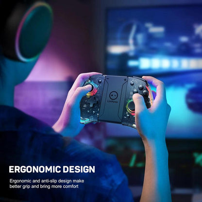 Wireless Gamepad, Transparent Design Bluetooth-Compatible Game Controller with RGB Light, Dual Motor Left and Right Transparent Handle, Gaming Accessories