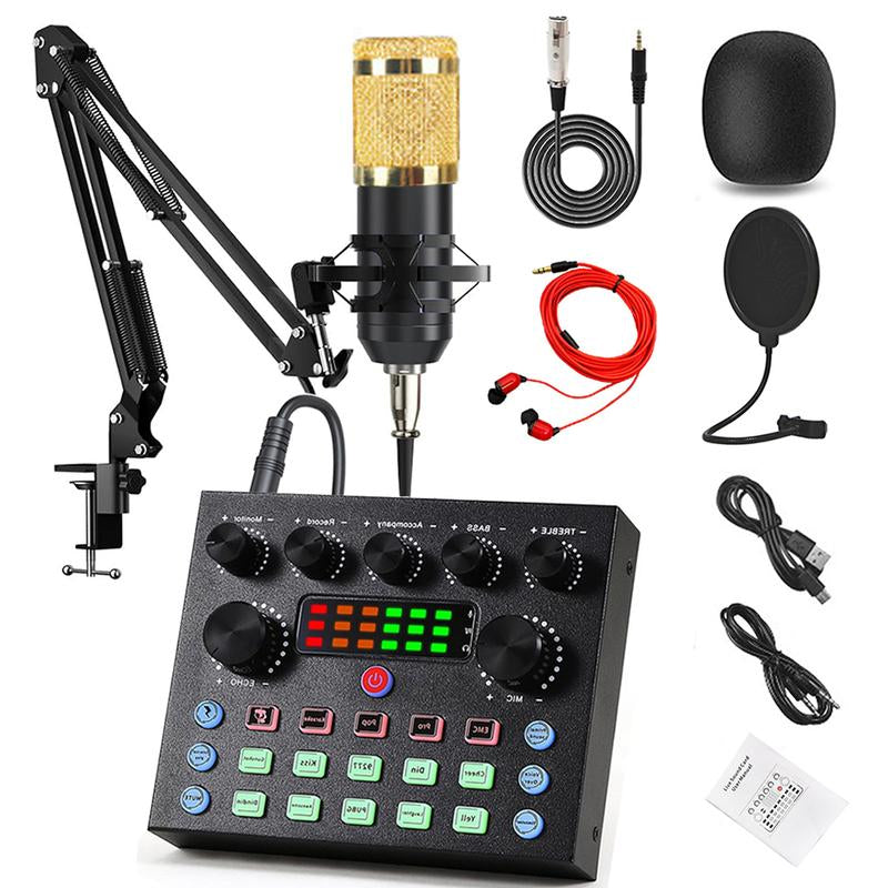 V8S Live Broadcast Device, Live Sound Card,Audio Mixer Wireless Bluetooth Blog Live Audio Equipment, Microphone Set Music Sound Control with Voice Changer, Reverberation Live Broadcast Equipment, Youtube Tiktok Twitch Gaming Recording