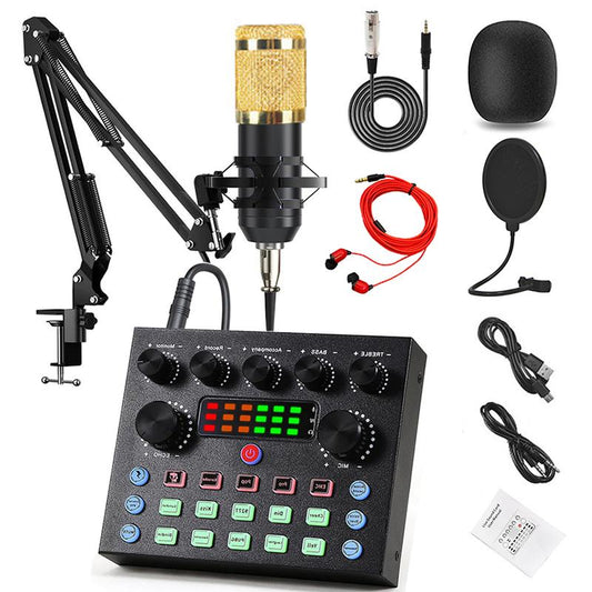 V8S Live Broadcast Device, Live Sound Card,Audio Mixer Wireless Bluetooth Blog Live Audio Equipment, Microphone Set Music Sound Control with Voice Changer, Reverberation Live Broadcast Equipment, Youtube Tiktok Twitch Gaming Recording