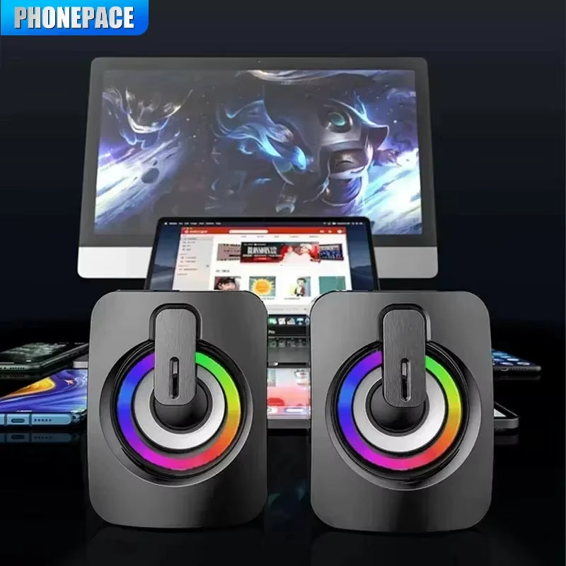 Computer Speaker Stereo Sound with Microphone 3.5Mm AUX Home Office PC Speaker for Macbook Desktop Notebook Computer Loudspeaker