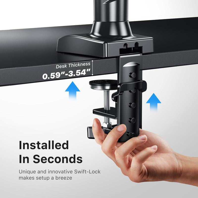 HUANUO Single Monitor Arm - Adjustable Gas Spring Monitor Mount for Gaming and Home Office Setups, Monitor Stand Hold up to 32" with 19.8 Lbs Max Weight and C-Clamp or Grommet Hole Mounting