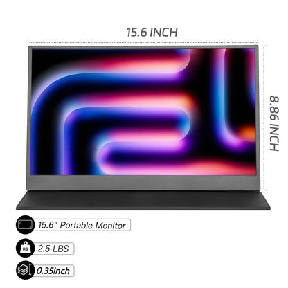 Portable Gaming Monitor 15.6" USB-C HDMI Computer Display W/Smart Cover and Dual Speakers, Travel Monitors for Laptop Mac PC Phone PS4/5 Xbox Switch
