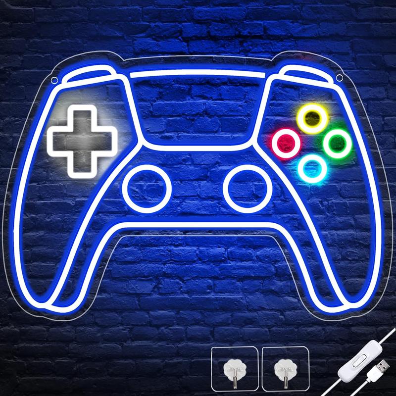 USB Powered Game Console Neon Sign, Creative Game Controller Design Neon Light, Novelty Lighting for Game Room, Bedroom, Studio, Home Decor