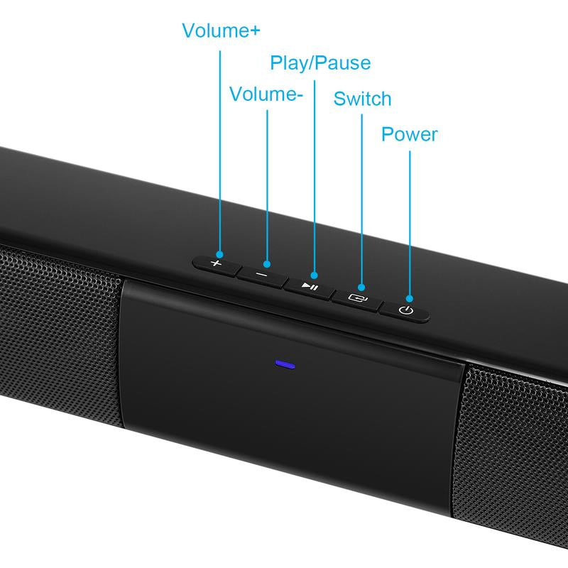 Sound Bar Surround Sound System TV Sound Bar Speakers with Bluetooth/Optical/Aux Connection for Pc/Gaming/Projectors