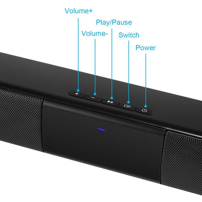 Sound Bar Surround Sound System TV Sound Bar Speakers with Bluetooth/Optical/Aux Connection for Pc/Gaming/Projectors