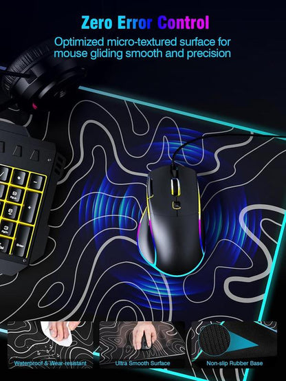 XXL Gaming Mouse Pad with Magnetic Wireless Charging, Large Desk Pad Protector, RGB Black Mousepad Desk Mat with 15W Fast Charger, 4Mm Thick Non-Slip, Waterproof Laptop Writing Pad for Office, Home, Gaming Mouse Pad Desktop Accessory