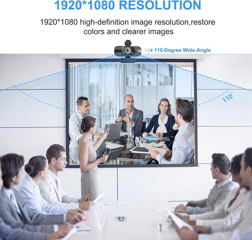 Webcam with Microphone for Desktop, 1080P HD USB Computer Cameras with Privacy Cover&Webcam Tripod, Streaming Webcam with Flexible Rotatable Wide Angle Webcam for PC Zoom Video/Gaming/Laptop/Skype