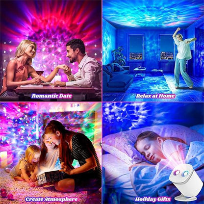 Nexillumi-2025 New USB LED Projector Light, Modern Moire Pattern & Sunset Design, Adjustable Atmosphere Lighting with Remote Control, Button Battery Operated, Ideal for Various Room Types - No Laser, Plastic Shade, Sunset Ambiance Lighting