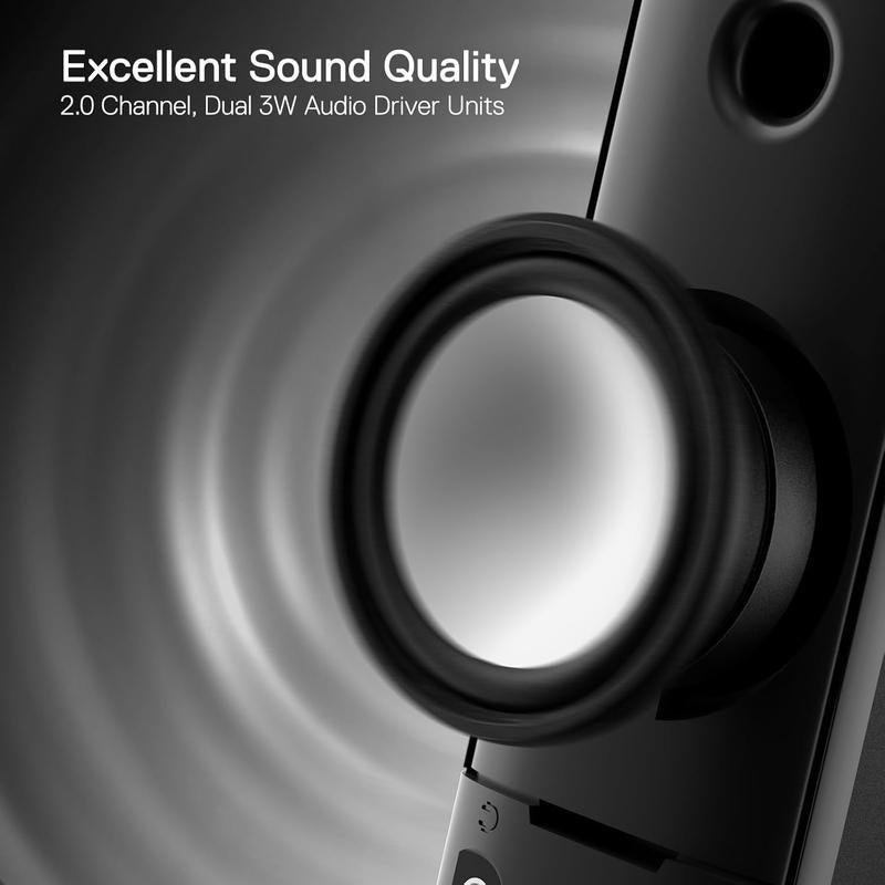 Redragon GS550 PC Audio Gaming Speakers, 2.0 Channel Desktop Computer Sound Bar with Compact Maneuverable Size, Headphone Jack, Quality Bass & Decent Red Backlit, USB Powered W/ 3.5Mm Cable