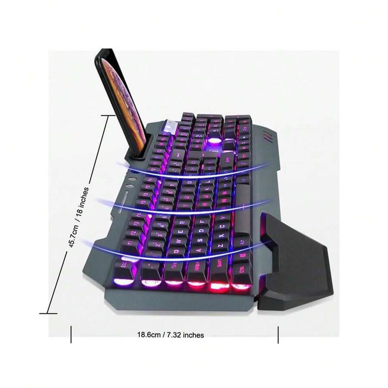 Mechanical Feel Gaming Keyboard, Rainbow Backlit Wired Gaming Keyboard for PC Desktop with Multiple Lighting Modes