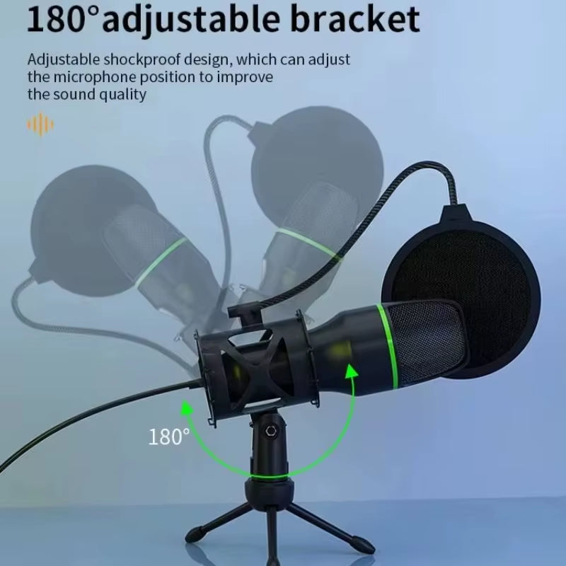 ME4 USB/3.5MM Condenser Microphone Wired Desktoptripod MIC for Recording Live Gaming Video Noise Reduction Conference Microphone