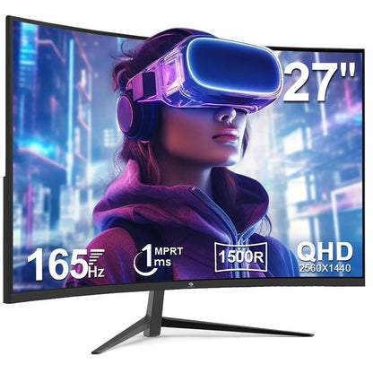 Z-EDGE 27" 165Hz QHD Curved Gaming Monitor 2560X1440 1Ms Response Time Frameless Design Freesync DP HDMI