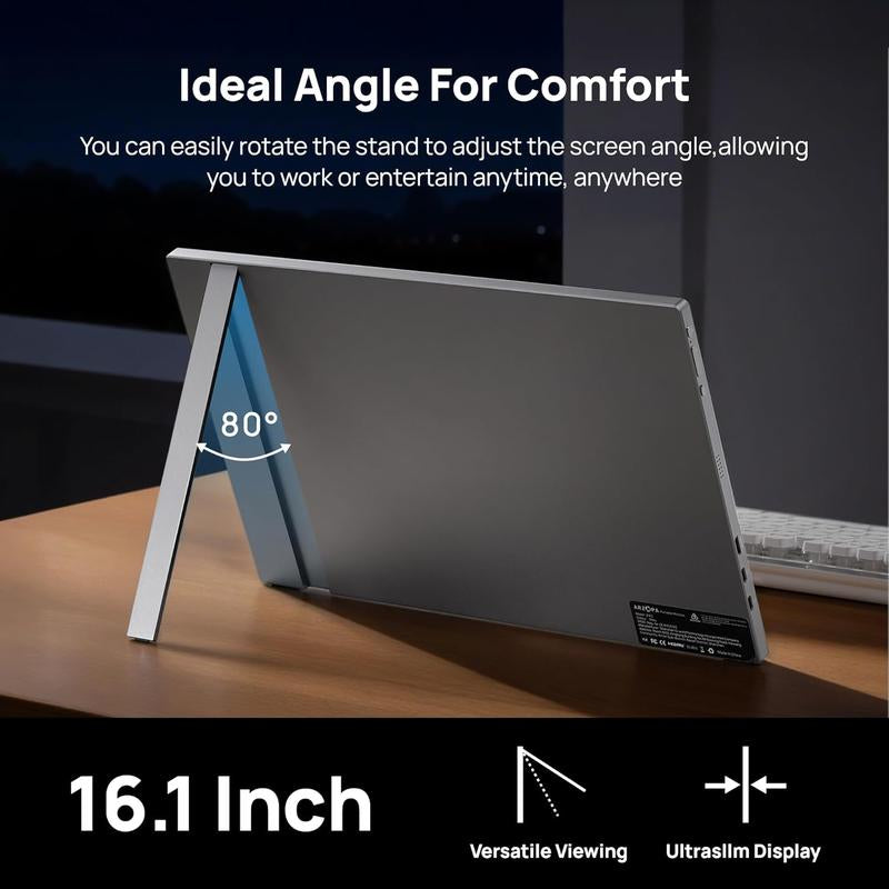 ARZOPA Portable Gaming Monitor 16.1" 100%Srgb Full HD Portable Monitor IPS Office Computer External Screen USB C HDMI Display for PC MAC Laptop Phone Xbox PS5 Switch with Adjustable Built-In Kickstand Travel Monitor Gamingonthego
