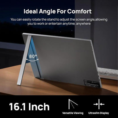 ARZOPA Portable Gaming Monitor 16.1" 100%Srgb Full HD Portable Monitor IPS Office Computer External Screen USB C HDMI Display for PC MAC Laptop Phone Xbox PS5 Switch with Adjustable Built-In Kickstand Travel Monitor Gamingonthego