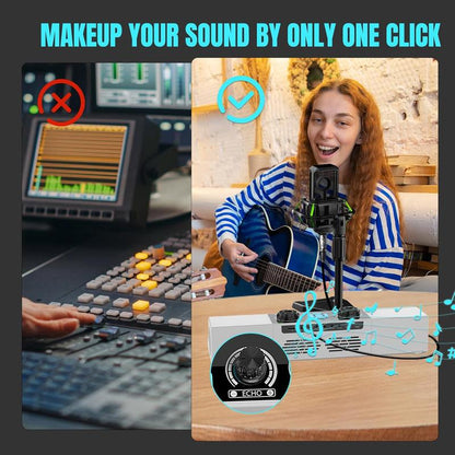 Heetipuk Y6 Live Streaming Sound Card Mixer Karaoke Machine Easy to Set up with Dual Speakers, One Step Sound Correction, 5200Mah Battery Pefect for Indoor or OUTDOOR Live Streaming, Podcast, Family Party. Home Amplifier Studio Equipment