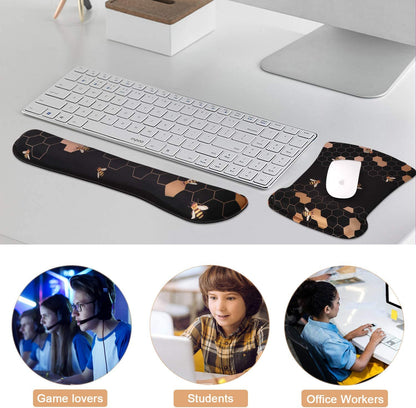Mouse Pad with Wrist Rest, Keyboard Wrist Rest Mouse Wrist Rest, Made of Memory Foam, Easy Typing and Relieve Wrist Pain, Perfect for Computer Keyboard Office (A-Honeycomb)