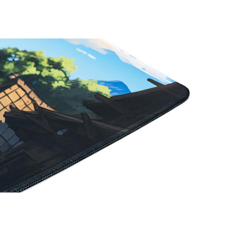 MOUNTAIN VILLAGE - GHIBLI STYLE DESKMAT - - Aesthetic Nature Mousepad for Pc Gaming and Desk Setup - Home Office Accessories - Green and Blue Nautrals
