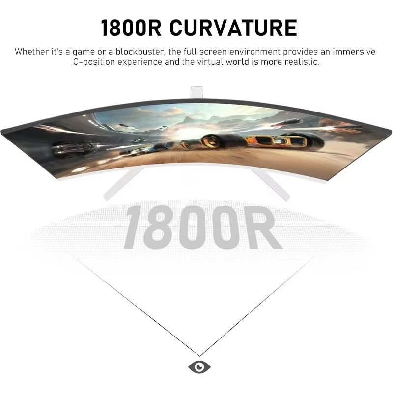 27 Inch PC Computer Screen,1800R Curved Gaming 280Hz Monitors, FHD 1080P 1Ms, Freesync, 98% Srgb,178 ° Angle View Hdmi2.0、Displa