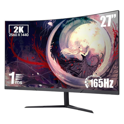 27'' 2K QHD Gaming Monitor - 2560P, 165Hz Refresh, 1Ms Response, Adaptivesync, Dual HDMI & DP, Ultra-Thin Narrow Bezel, Tilt Adjustable Design
