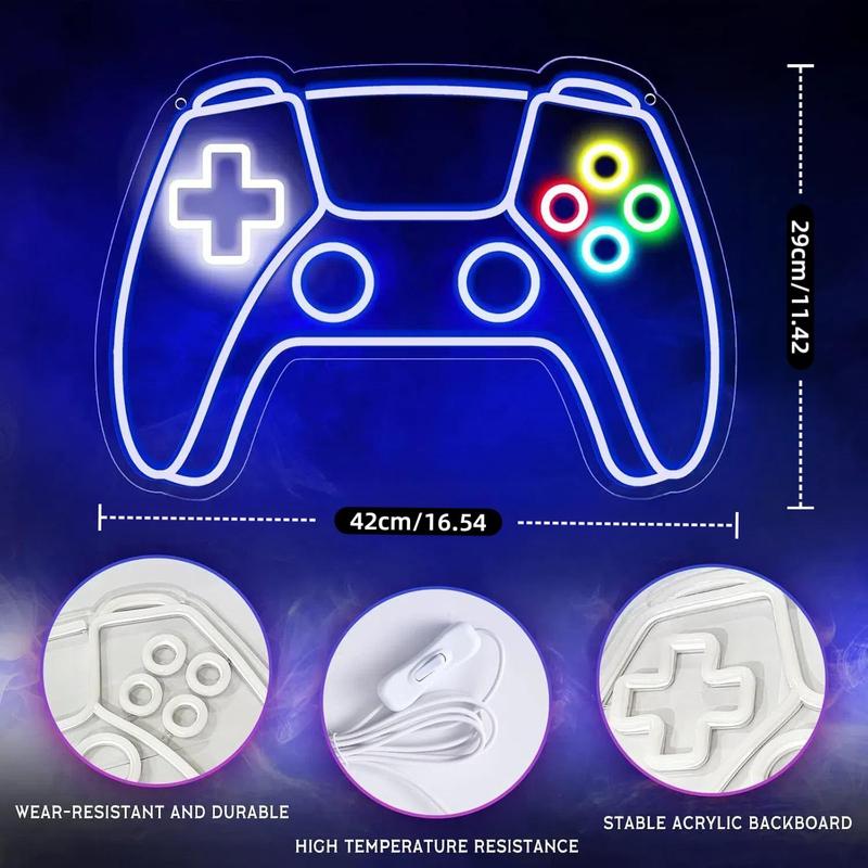 USB Powered Game Console Neon Sign, Creative Game Controller Design Neon Light, Novelty Lighting for Game Room, Bedroom, Studio, Home Decor