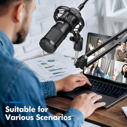 【Deals for You Days-Summer Sale】Studio Condenser USB Microphone Computer PC Microphone Kit with Adjustable Boom Stand Shock Mount