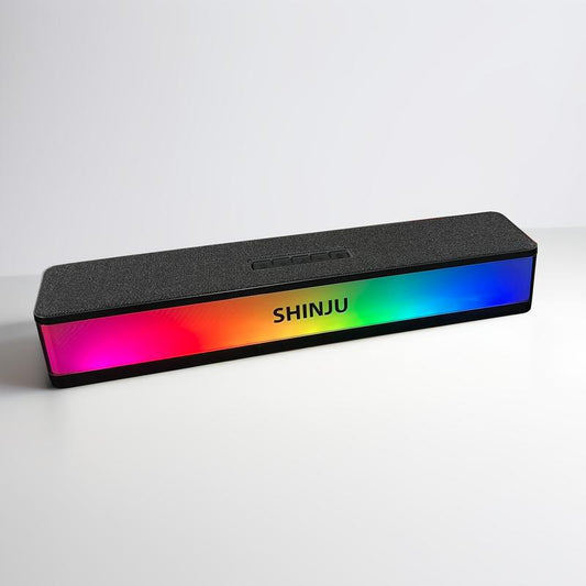 Shinju RS10 RGB Speaker for Gaming Monitor,30W Peak PC Soundbar Bluetooth Speaker with Microphone, Wireless TV Soundbar with 8 Colorful LED Modes,For Home/Office/Outdoors,Bts 5.3,USB Powered W/ 3.5Mm Cable,Tws Pairing,Labor Day 2025,Bocinas Para PC Gamer