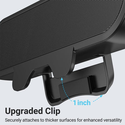 Compact Computer Monitor Speaker: Single Stereo Sound, Loud Audio, Easy Volume Button, Clamp-On Design for Monitors/Laptops (USB-C Plug Adapter Included) - Black
