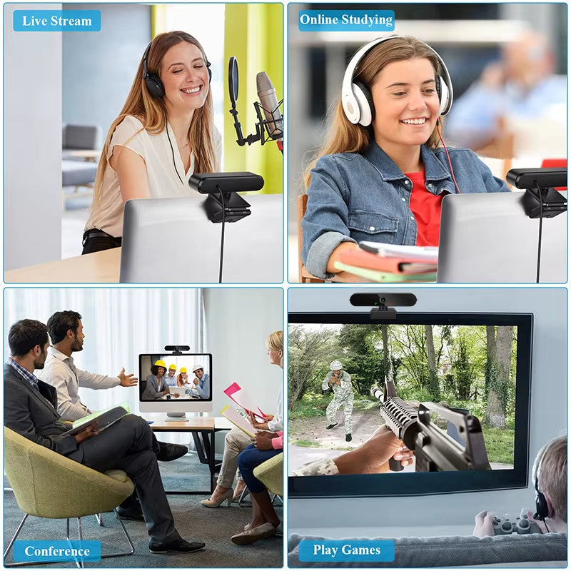 Webcams 4K PC Fixed Focus USB Web Cam with Microphone Computer Laptop Full HD 1080P Mini Camera for Live Streaming Conference