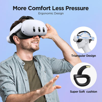 YOGES VR 10000Mah Quest 3S/Quest 3 Battery Head Strap Rechargable, Enhanced Comfort and Top-Fit Adjustment for Meta Quest 3 Accessories